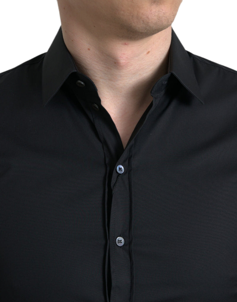 Elegant Black Slim Fit Italian Dress Shirt Dolce & Gabbana