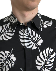 Elegant Leaf Print Slim Fit Dress Shirt Dolce & Gabbana