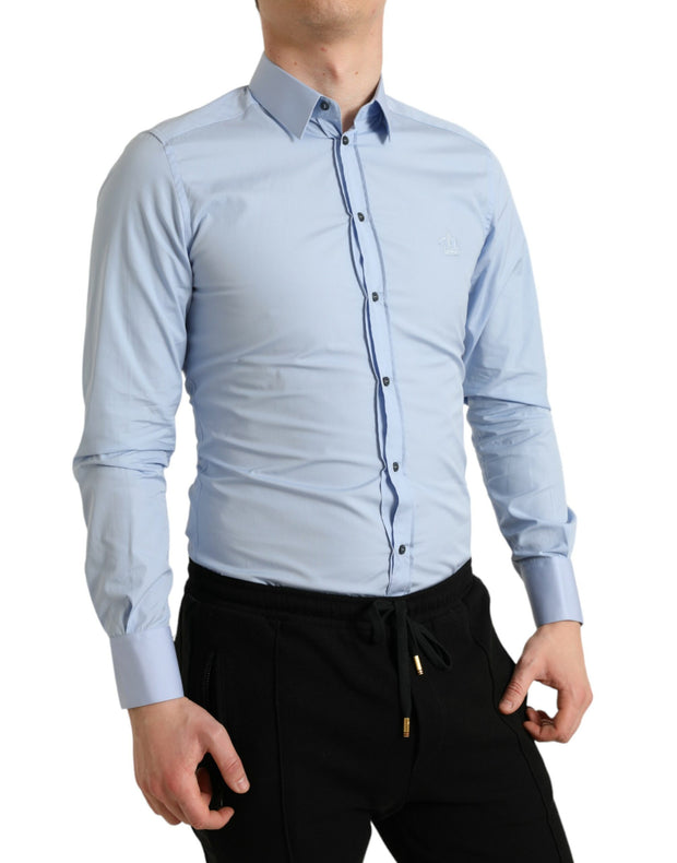 Elegant Slim Fit Sky Blue Dress Shirt Dolce & Gabbana