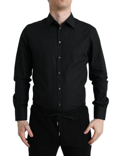 Sleek Black Slim Fit Italian Dress Shirt Dolce & Gabbana