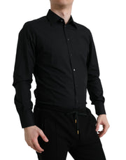 Sleek Black Slim Fit Italian Dress Shirt Dolce & Gabbana