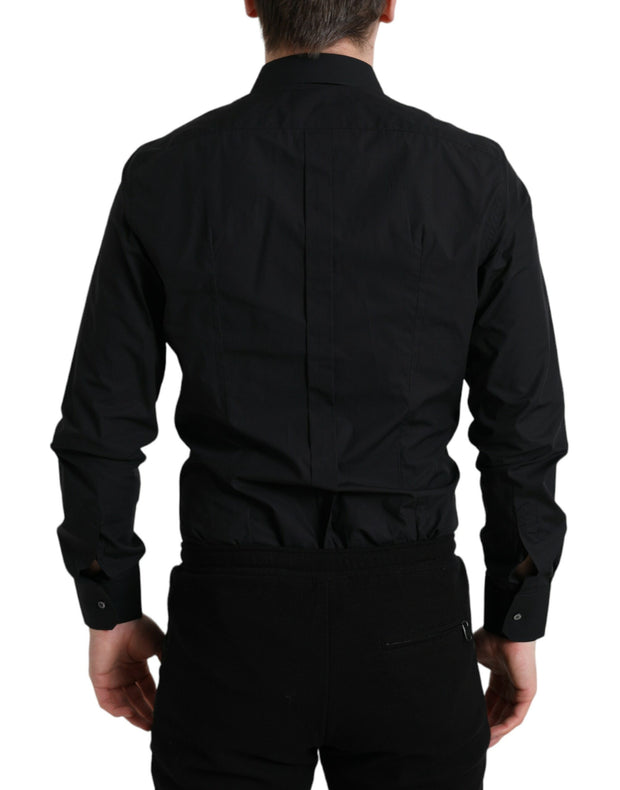 Sleek Black Slim Fit Italian Dress Shirt Dolce & Gabbana