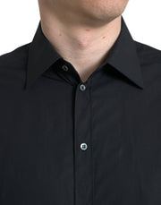 Sleek Black Slim Fit Italian Dress Shirt Dolce & Gabbana