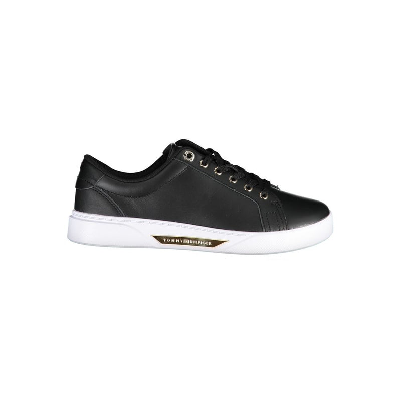 Black Leather Women Sneaker Tommy Hilfiger