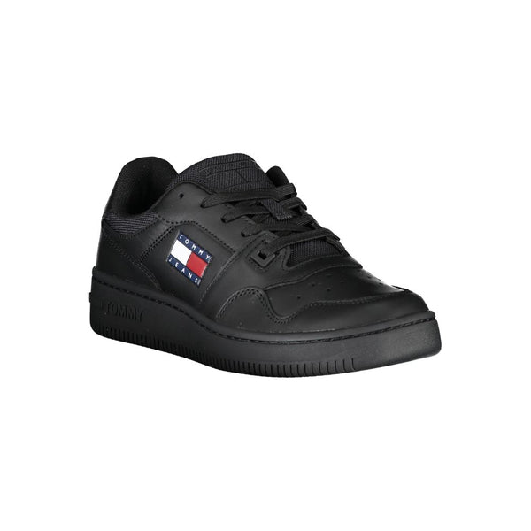 Black Leather Women Sneaker Tommy Hilfiger