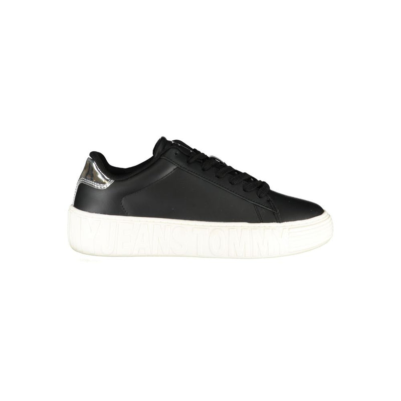 Black Leather Women Sneaker Tommy Hilfiger