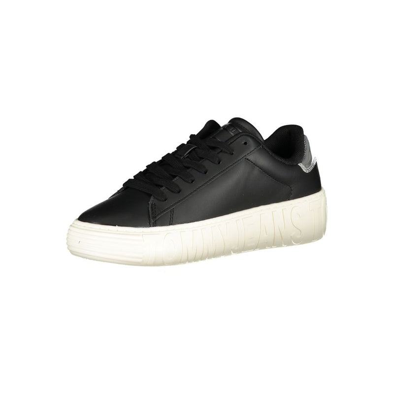 Black Leather Women Sneaker Tommy Hilfiger