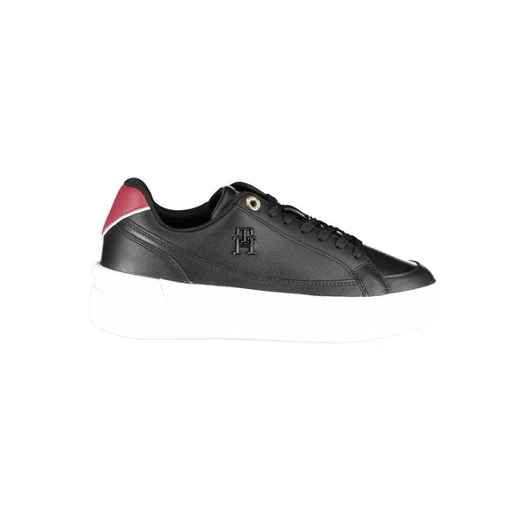 Black Leather Women Sneaker Tommy Hilfiger