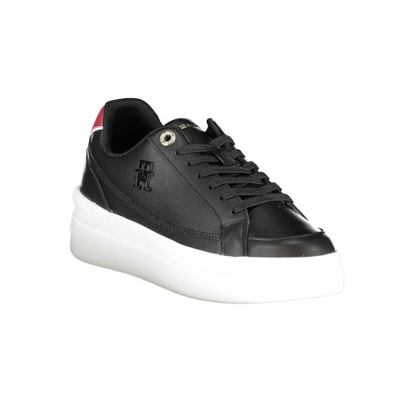 Black Leather Women Sneaker Tommy Hilfiger