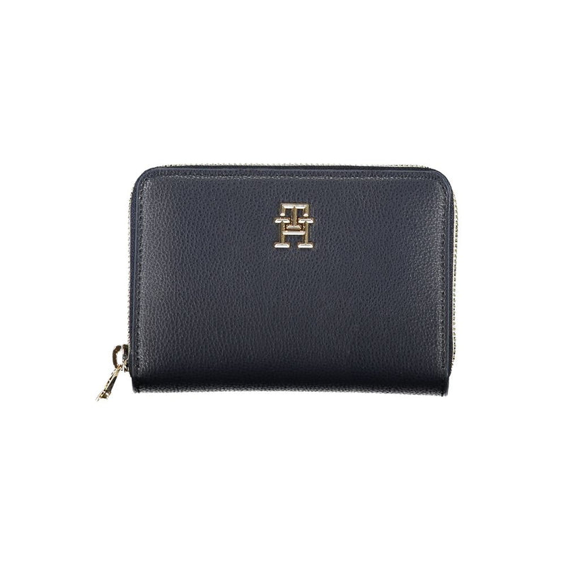 Sleek Blue Multipurpose Wallet with Zip Closure Tommy Hilfiger