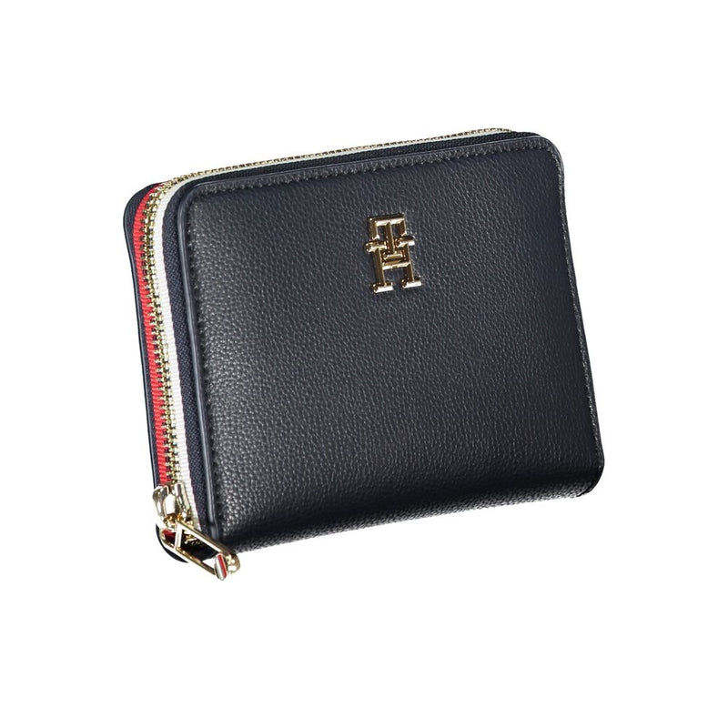 Sleek Blue Multipurpose Wallet with Zip Closure Tommy Hilfiger