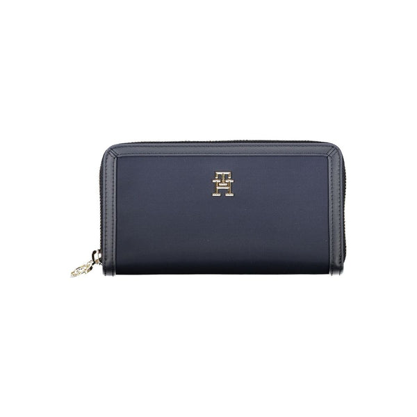 Chic Sustainable Blue Wallet with Secure Zip Tommy Hilfiger