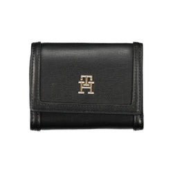 Sleek Black Double-Spaced Wallet with Logo Tommy Hilfiger