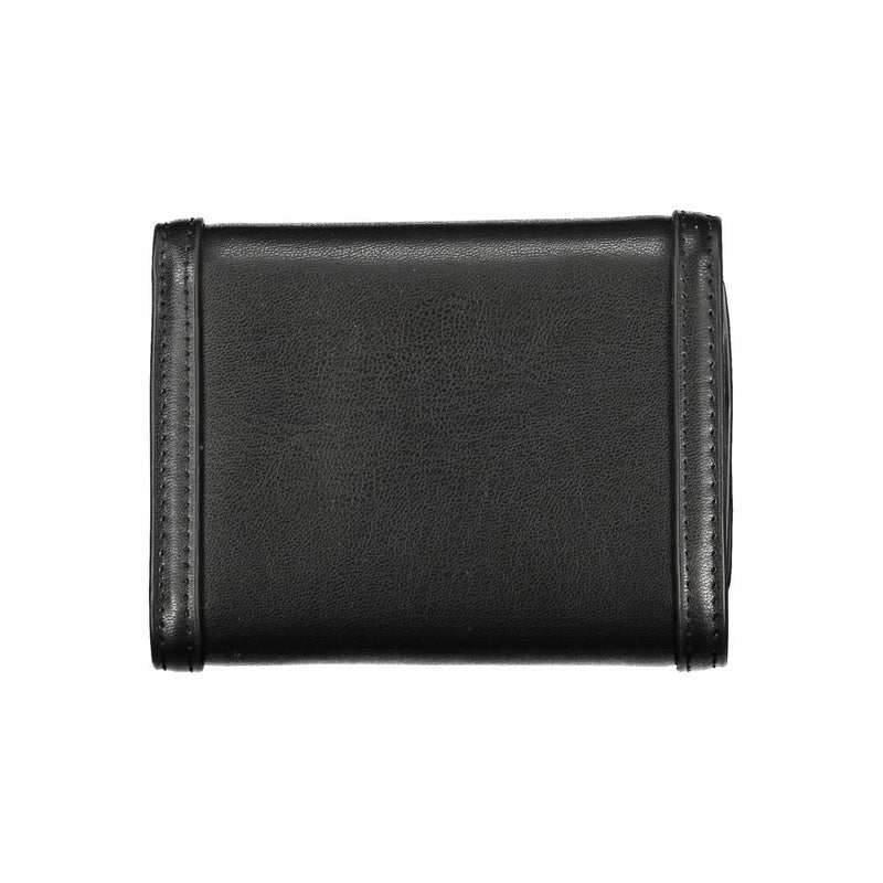 Sleek Black Double-Spaced Wallet with Logo Tommy Hilfiger