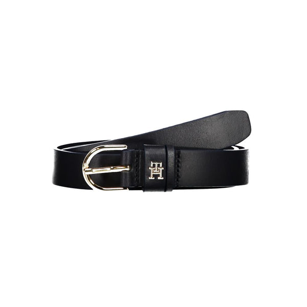 Elegant Blue Leather Belt with Metal Buckle Tommy Hilfiger