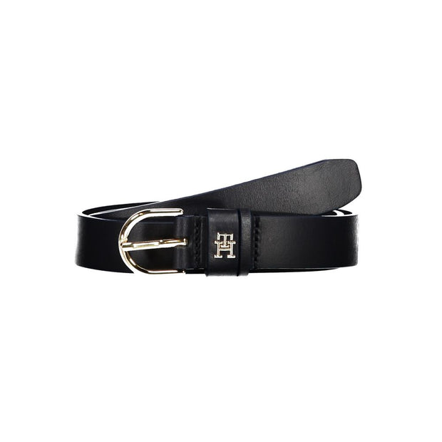 Elegant Blue Leather Belt with Metal Buckle Tommy Hilfiger