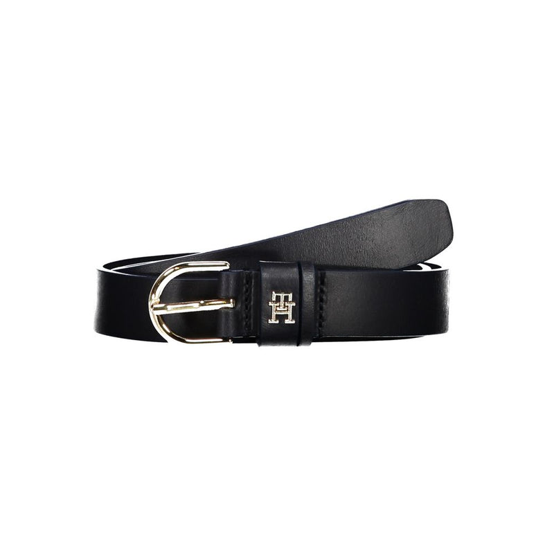 Elegant Blue Leather Belt with Metal Buckle Tommy Hilfiger