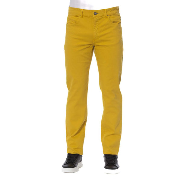 Yellow Cotton Men Pant Trussardi Jeans