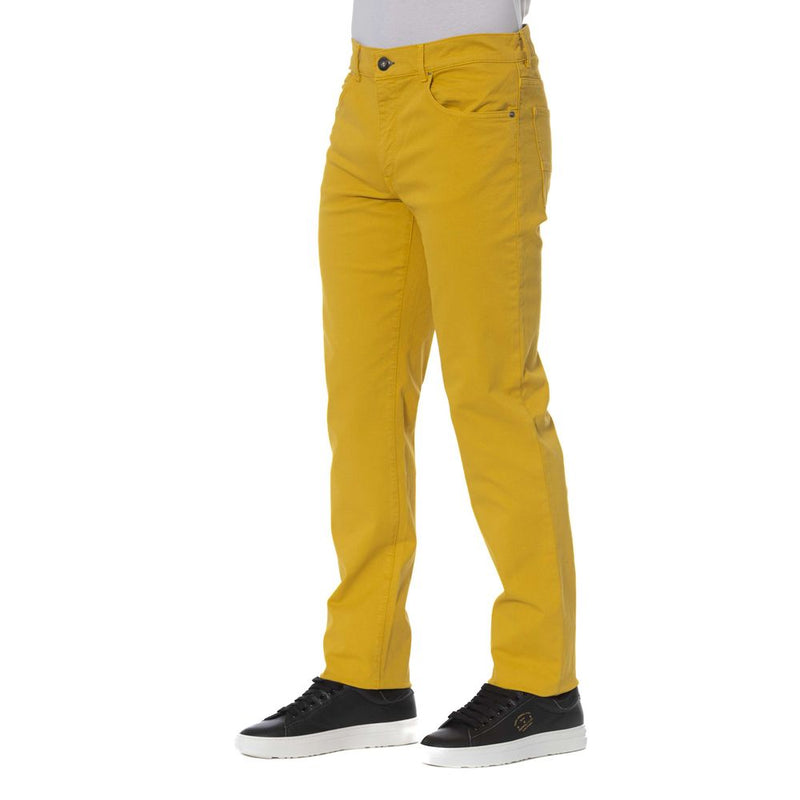 Yellow Cotton Men Pant Trussardi Jeans