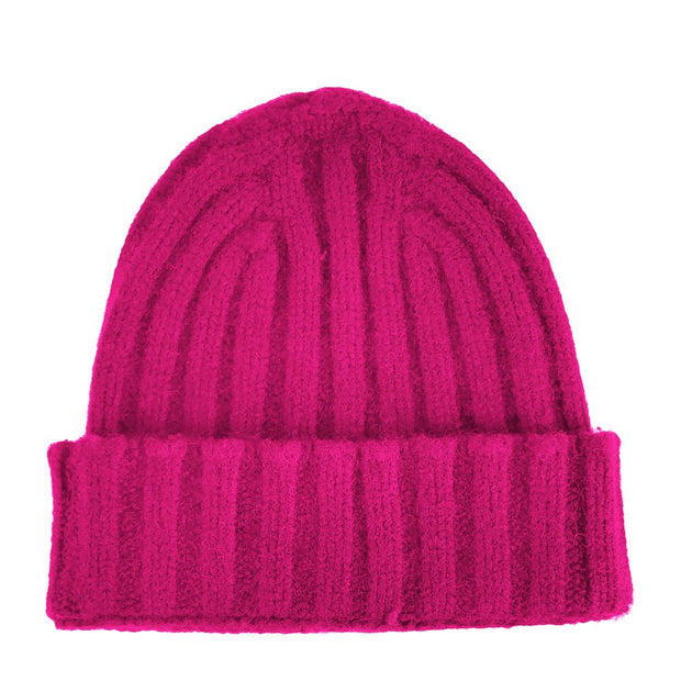 Fuchsia Ribbed Cashmere Beanie Made in Italy