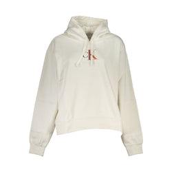 Chic White Fleece Hooded Sweatshirt Calvin Klein