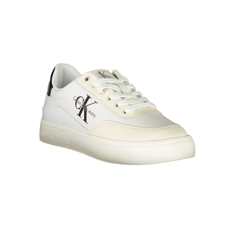 Chic White Lace-Up Sneakers with Contrast Detailing Calvin Klein