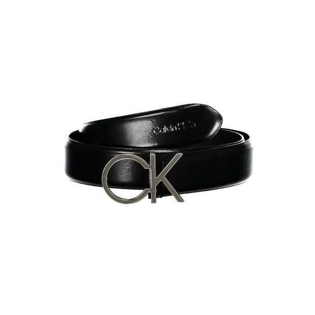 Elegant Black Leather Belt with Metal Buckle Calvin Klein