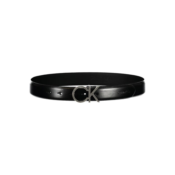 Elegant Black Leather Belt with Metal Buckle Calvin Klein