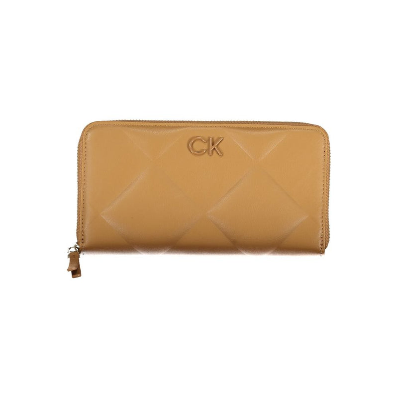 Elegant Brown Polyester Wallet with RFID Block Calvin Klein