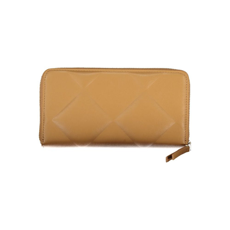 Elegant Brown Polyester Wallet with RFID Block Calvin Klein