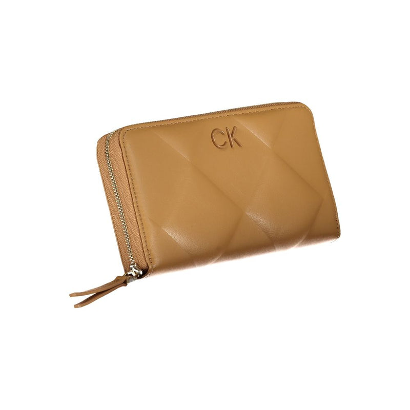 Elegant Brown Polyester Wallet with RFID Block Calvin Klein