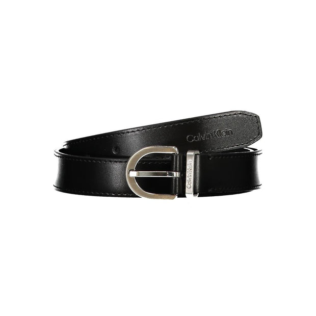 Sleek Black Leather Belt with Metal Buckle Calvin Klein