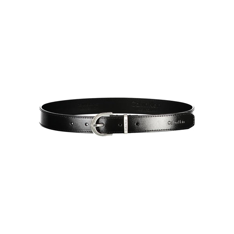 Sleek Black Leather Belt with Metal Buckle Calvin Klein