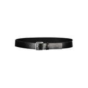 Elegant Black Leather Belt with Metal Buckle Calvin Klein