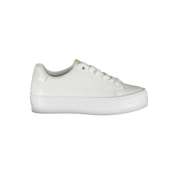 Sleek White Lace-Up Sneakers with Contrast Detail Calvin Klein