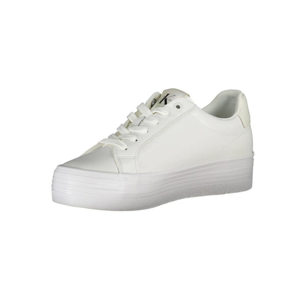 Sleek White Lace-Up Sneakers with Contrast Detail Calvin Klein