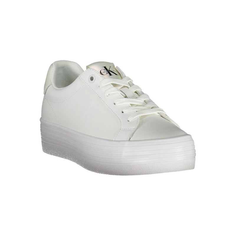 Sleek White Lace-Up Sneakers with Contrast Detail Calvin Klein