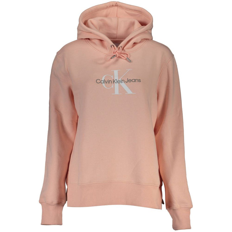 Chic Pink Fleece Hooded Sweatshirt with Logo Embroidery Calvin Klein