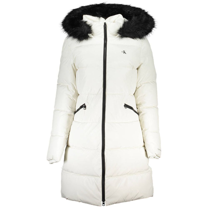 Elegant Long Sleeve Jacket with Fur-Trimmed Hood Calvin Klein