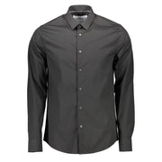 Sleek Slim Fit Long Sleeve Italian Collar Shirt Calvin Klein