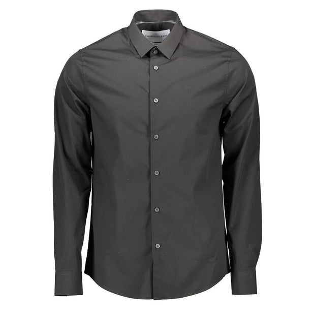 Sleek Slim Fit Long Sleeve Italian Collar Shirt Calvin Klein