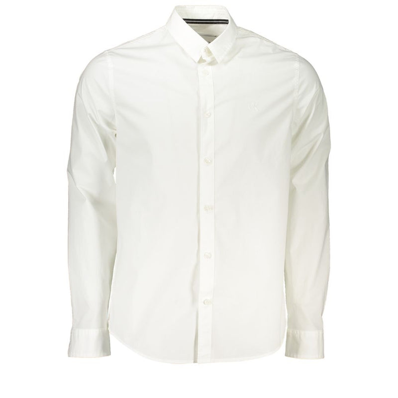 Elegant Slim Fit Long Sleeved White Shirt Calvin Klein