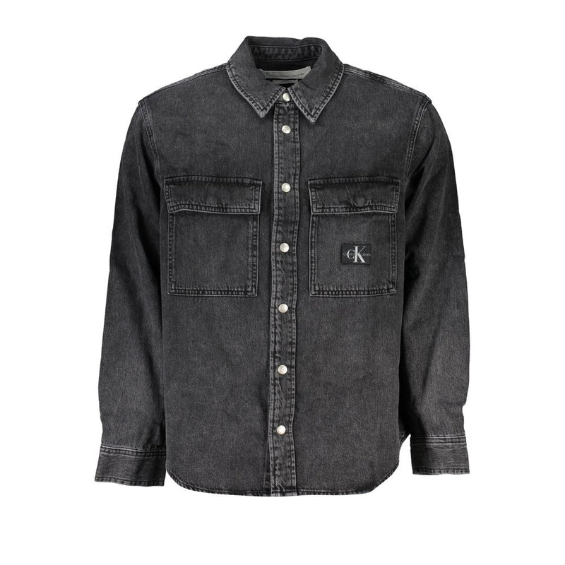 Elegant Black Denim Shirt with Sophisticated Details Calvin Klein