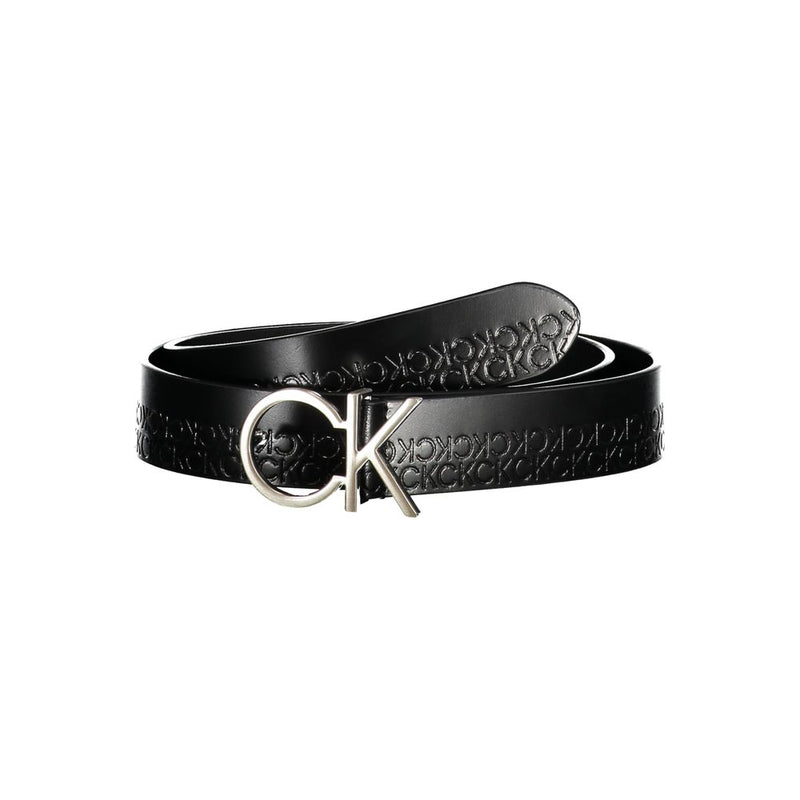 Elegant Black Leather Belt with Metal Buckle Calvin Klein