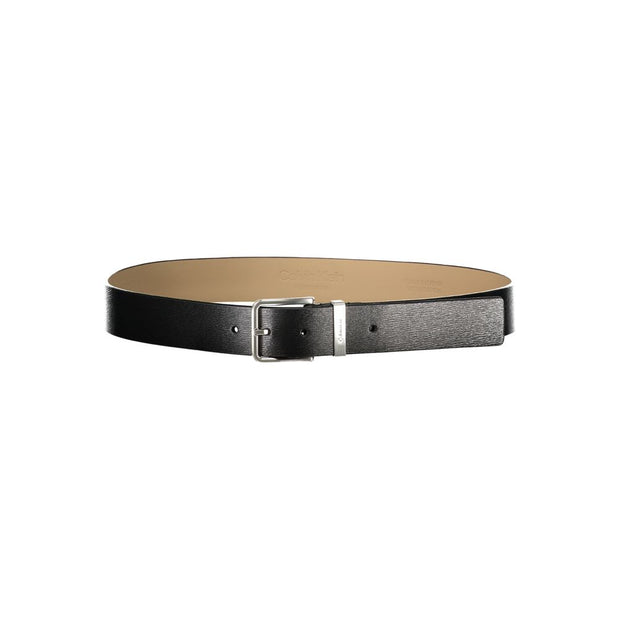 Elegant Black Leather Belt with Metal Buckle Calvin Klein