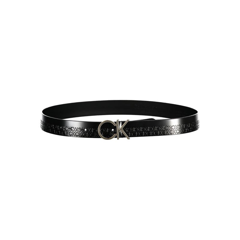 Elegant Black Leather Belt with Metal Buckle Calvin Klein