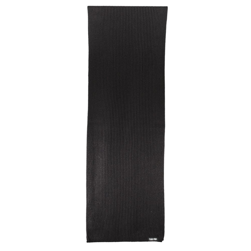 Elegant Black Cotton Cashmere Scarf Calvin Klein