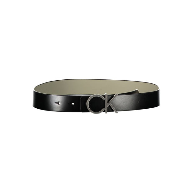 Reversible Black Leather Belt with Metal Buckle Calvin Klein