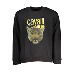 Chic Fleece Crew Neck Sweatshirt in Black Cavalli Class