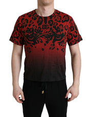 Red Leopard Print Crew Neck Tee Dolce & Gabbana